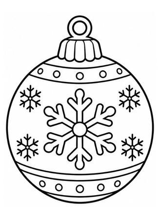 Ausmalbild Christbaumkugel mit Schneeflocke und Sternen