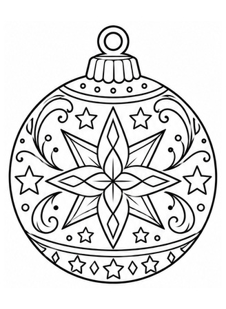Ausmalbild Christbaumkugel mit Sternenornament