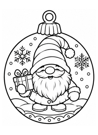 Ausmalbild Christbaumkugel mit Weihnachtsmann