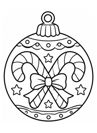 Ausmalbild Christbaumkugel mit Zuckerstangen