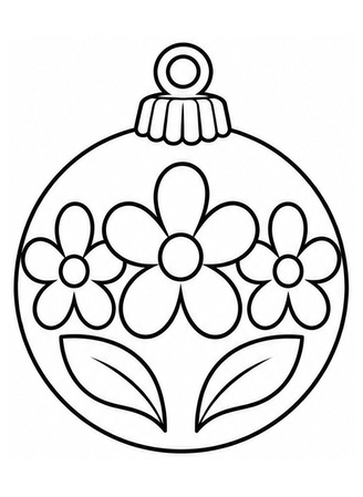 Ausmalbild Christbaumkugel mit drei Blumen