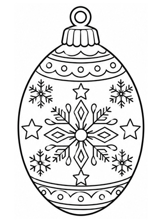 Ausmalbild Ovaler Weihnachtsanhänger mit Schneeflocke