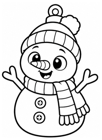 Ausmalbild Schneemann Anhänger mit Schal