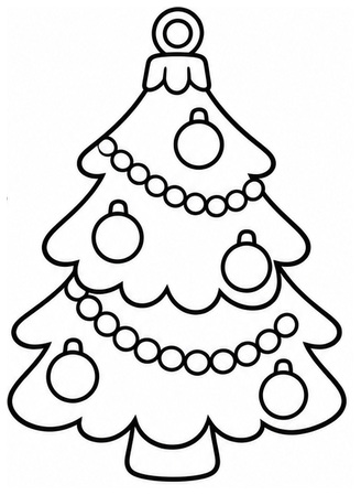 Ausmalbild Tannenbaum Anhänger mit Kugeln