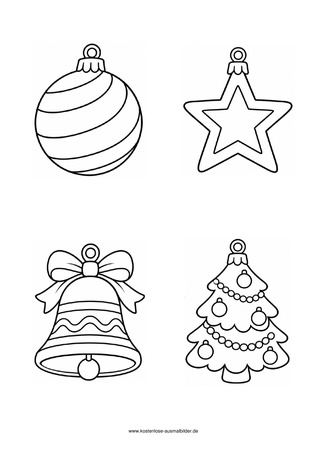 Ausmalbild Weihnachtsanhänger mit Stern und Tannenbaum