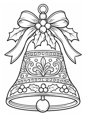 Ausmalbild Weihnachtsglocke mit Ornamenten
