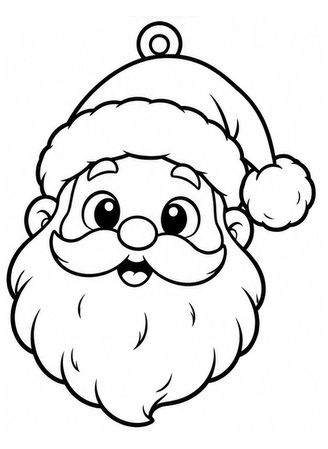 Ausmalbild Weihnachtsmannkopf Anhänger