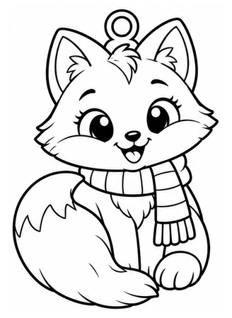 Ausmalbild Winterfuchs Anhänger mit Schal