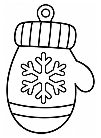 Ausmalbild Winterhandschuh mit Schneeflocke