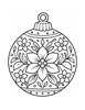 Ausmalbild Christbaumkugel mit Blumenornamenten