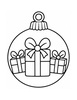 Ausmalbild Christbaumkugel mit Geschenken