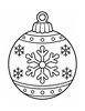 Ausmalbild Christbaumkugel mit Schneeflocke und Sternen