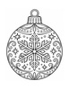Ausmalbild Christbaumkugel mit Schneekristall und Ranken
