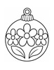 Ausmalbild Christbaumkugel mit drei Blumen
