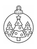 Ausmalbild Christbaumkugel mit drei Tannenbäumen
