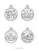 Ausmalbild Christbaumkugeln mit Winterlandschaften