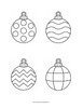 Ausmalbild Einfache Christbaumkugeln mit Punkten und Wellen