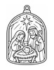 Ausmalbild Krippen Anhänger mit Heiliger Familie
