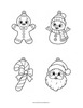 Ausmalbild Weihnachtsanhänger mit Lebkuchenmann und Schneemann