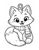Ausmalbild Winterfuchs Anhänger mit Schal