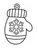 Ausmalbild Winterhandschuh mit Schneeflocke