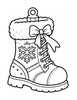 Ausmalbild Winterstiefel mit Schneeflocke