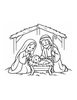 Ausmalbild Maria und Josef beim Jesuskind