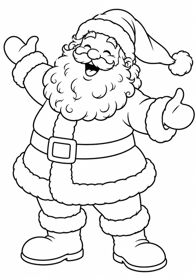 Ausmalbild Weihnachtsmann lacht