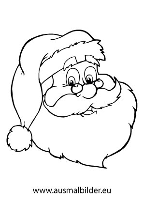 Ausmalbild Weihnachtsmann mit Bart