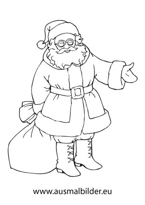 ausmalbild weihnachtsmann mit brille zum ausdrucken