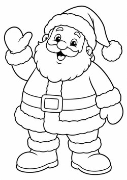 Ausmalbild Weihnachtsmann grüsst