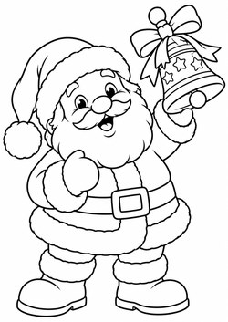 Ausmalbild Weihnachtsmann mit Glocke