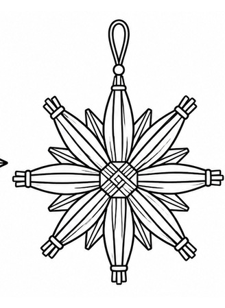 Ausmalbild Strohstern mit Aufhänger