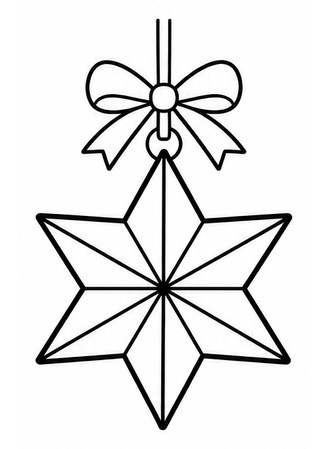 Ausmalbild Weihnachtsstern mit Schleife zum Aufhängen