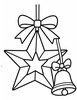 Ausmalbild Weihnachtsstern mit Schleife und Glocke