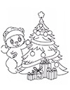 Ausmalbild Teddy schmückt den Weihnachtsbaum
