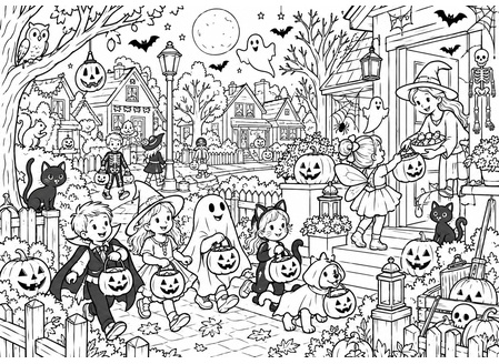 Ausmalbild Wimmelbild Halloween