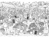 Wimmelbild Bauernmarkt zum Ausmalen