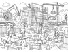 Wimmelbild Baustelle zum Ausmalen