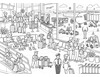 Wimmelbild Flughafen zum Ausmalen