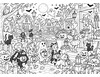 Wimmelbild Halloween zum Ausmalen