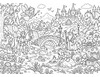 Wimmelbild Märchenwelt zum Ausmalen