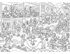 Wimmelbild Schule zum Ausmalen