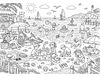 Wimmelbild Sommer am Strand zum Ausmalen