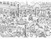 Wimmelbild Stadt zum Ausmalen