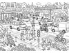Wimmelbild Verkehr zum Ausmalen