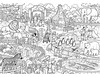 Wimmelbild Zoo zum Ausmalen