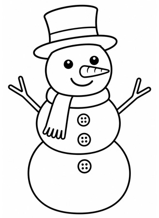 Ausmalbild Einfacher Schneemann