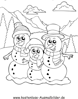 Ausmalbild Schneemänner