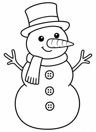 Ausmalbild Schneemann mit Karottennase